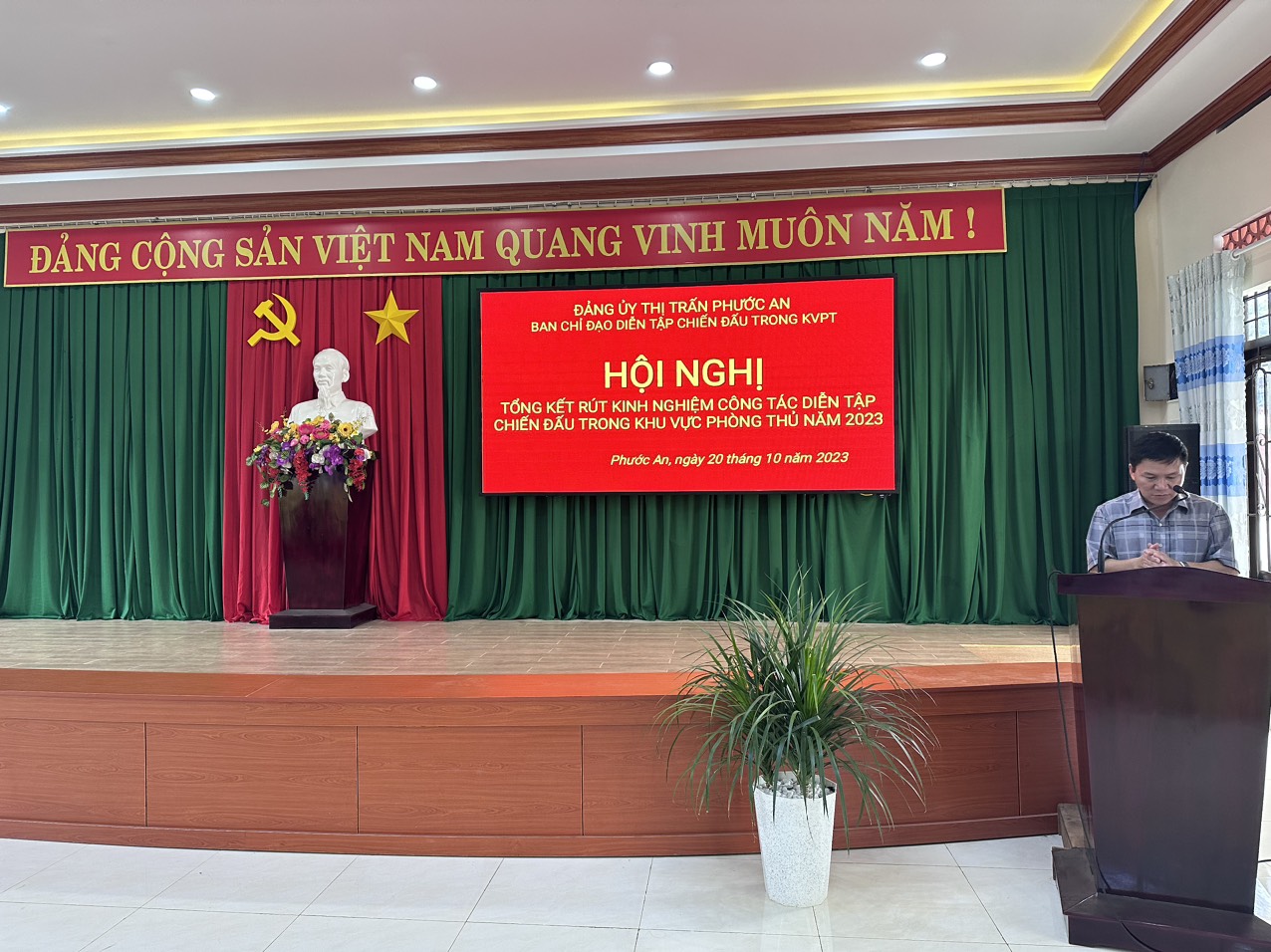 Đảng ủy thị trấn Phước An tổ chức tổng kết rút kinh nghiệm  công tác diễn tập chiến đấu trong khu vực phòng thủ năm 2023.