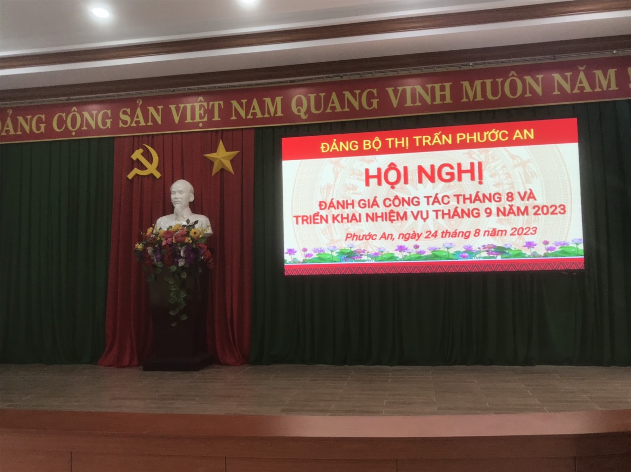  Đảng bộ thị trấn Phước An tổ chức Hội nghị Đánh giá công tác tháng 8 và triển khai phương hướng,nhiệm vụ tháng 9 năm 2023.